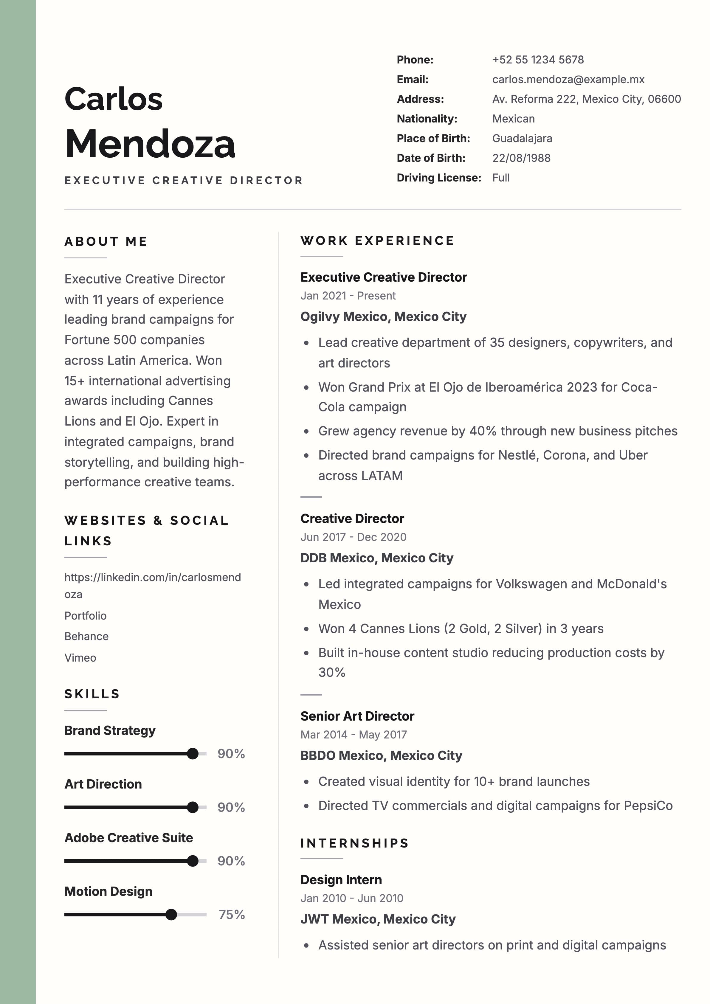 Creative Director template preview