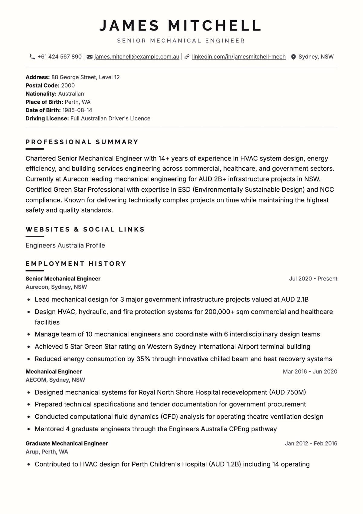 Government ATS template preview
